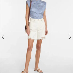 Citizens of Humanity Camila white distressed bermuda shorts